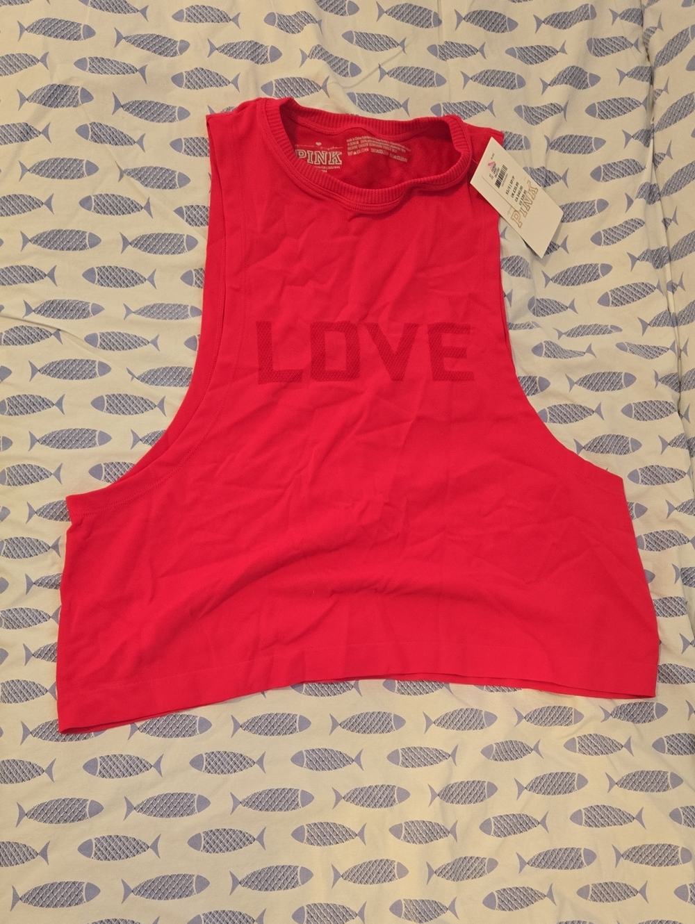PINK Victoria's Secret Red 'LOVE' Cropped Tank Top
